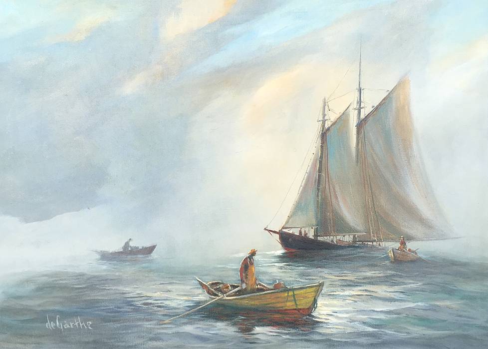 Bluenose and Three Dories — William deGarthe